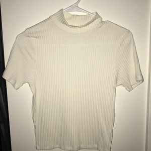 White Short Sleeve Turtleneck